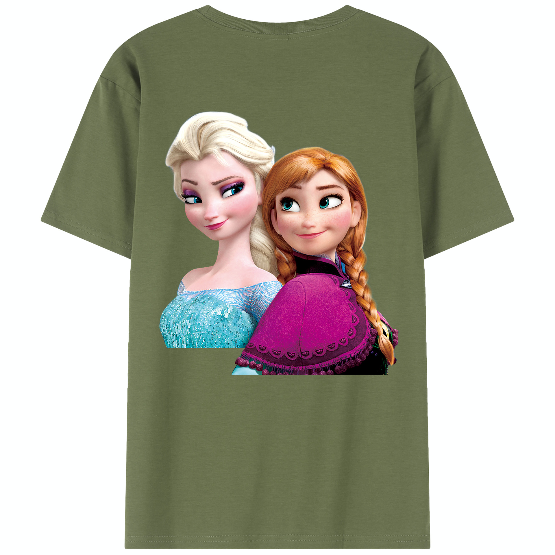 （画像用） アナと雪の女王 アンナ エルサ Frozen Anna Elsa 綿100％半袖Tシャツ（背面プリント）